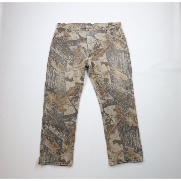 Vtg 90s Streetwear Mens 42x32 Distressed Realtree Camouflage Wide Leg Jeans USA